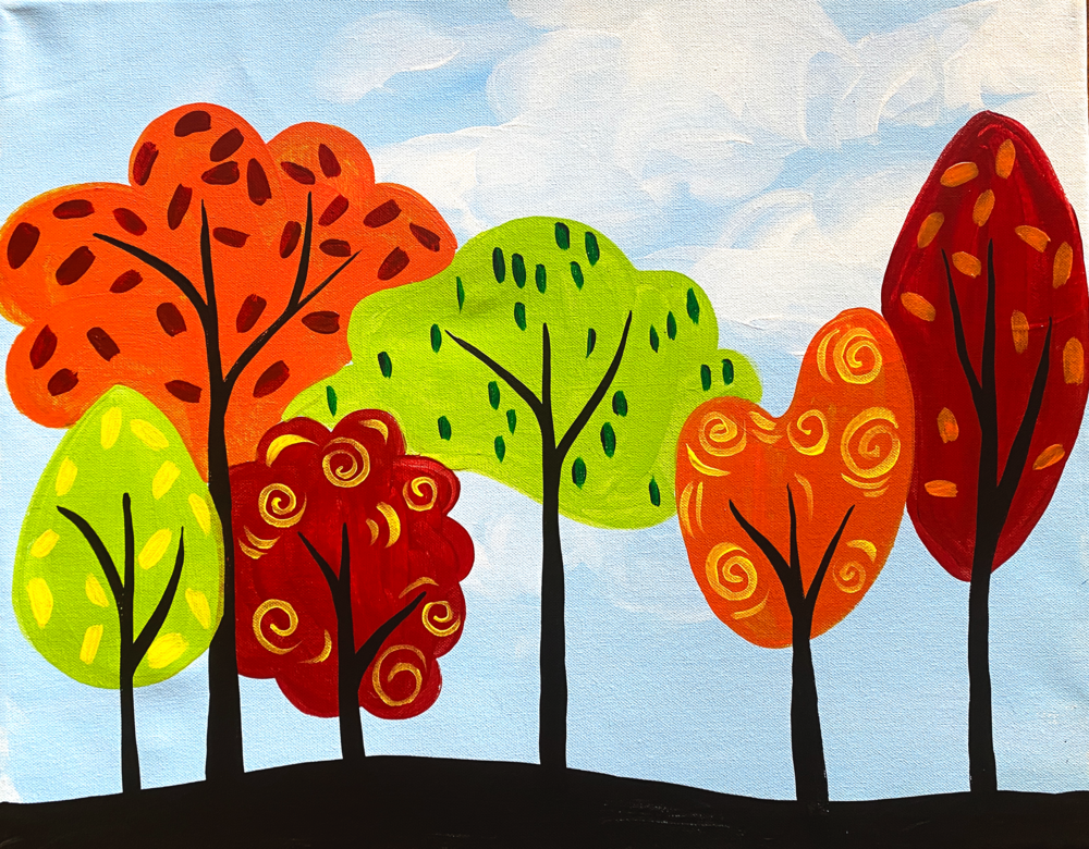 Funky Fall Forest Painting Class Muse Garden City 9a9bdad7f11558d7e8e471ddc447269d