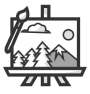 Painting on easel with paintbrush icon
