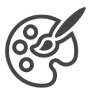 Paint palette and brush icon