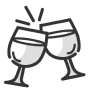 Two clinking wine glasses icon